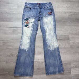 Y2K Boho Billabong Low Rise Embroidered Jeans Vintage 90's Flared Sz 7 30x32